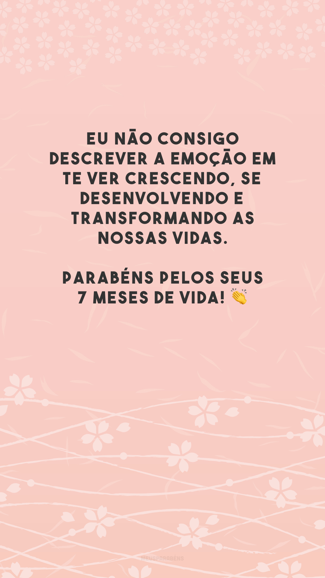 Eu não consigo descrever a emoção em te ver crescendo, se desenvolvendo e transformando as nossas vidas. Parabéns pelos seus 7 meses de vida! 👏