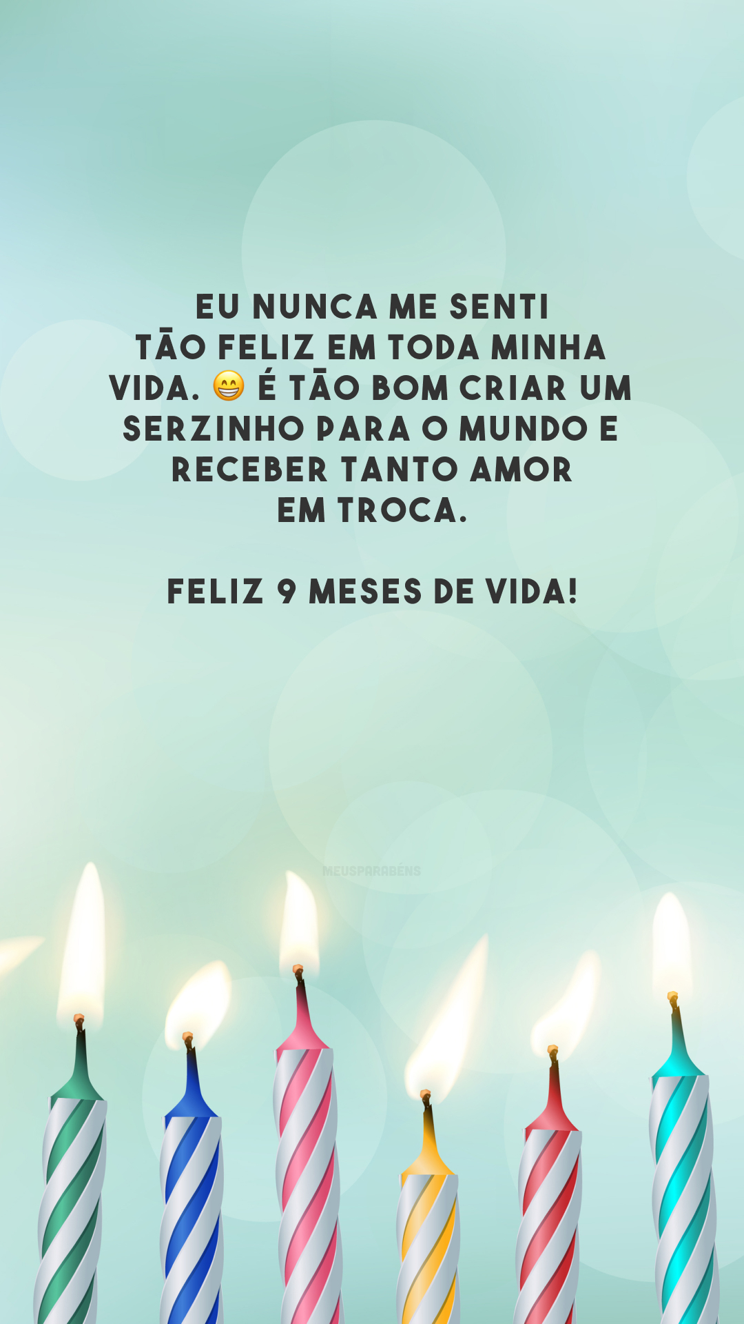 Eu nunca me senti tão feliz em toda minha vida. 😁 É tão bom criar um serzinho para o mundo e receber tanto amor em troca. Feliz 9 meses de vida!