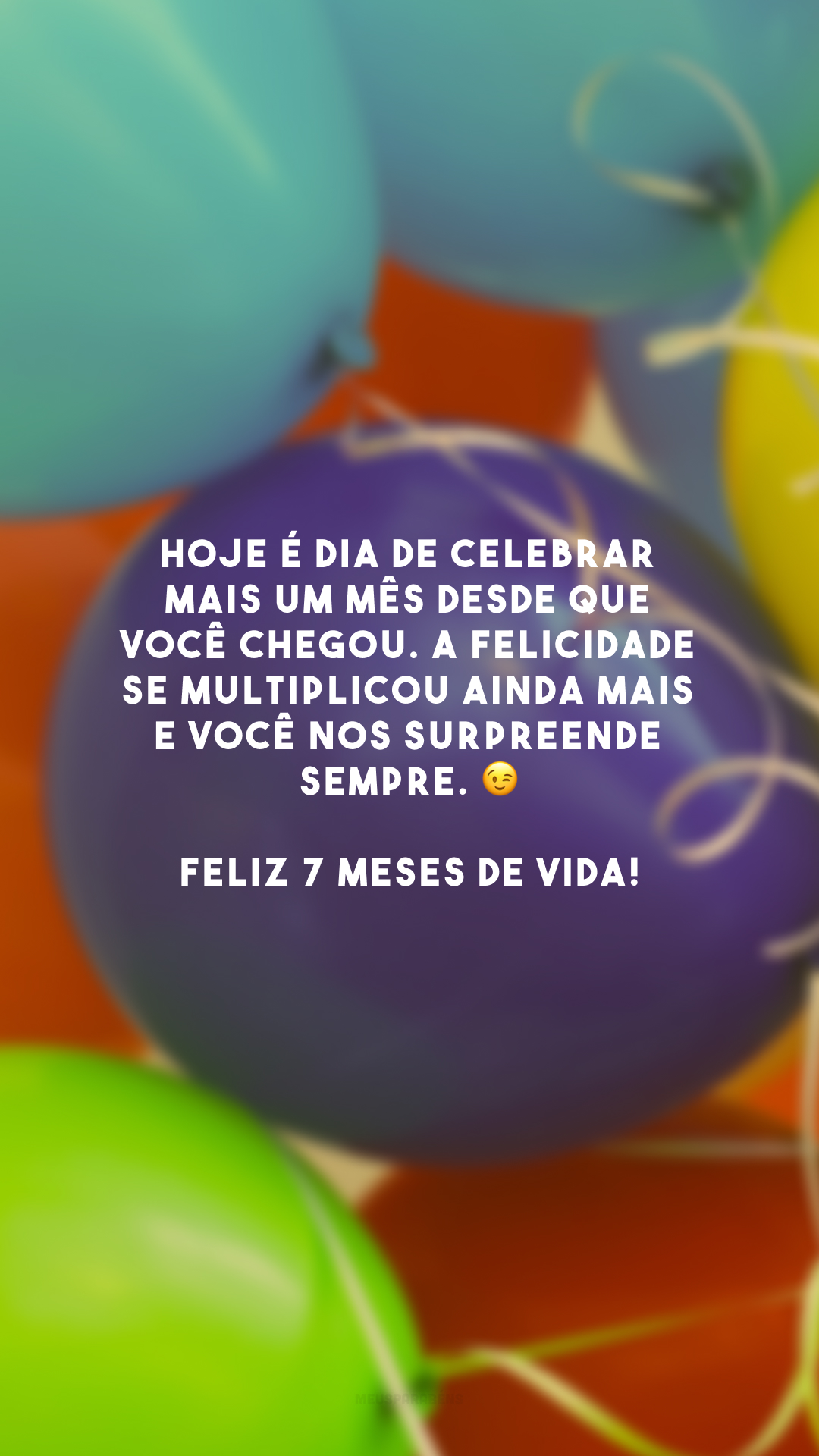 Hoje é dia de celebrar mais um mês desde que você chegou. A felicidade se multiplicou ainda mais e você nos surpreende sempre. 😉 Feliz 7 meses de vida!