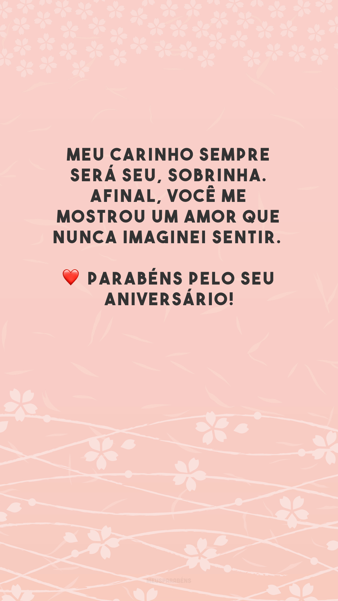 Meu carinho sempre será seu, sobrinha. Afinal, você me mostrou um amor que nunca imaginei sentir. ❤️ Parabéns pelo seu aniversário!