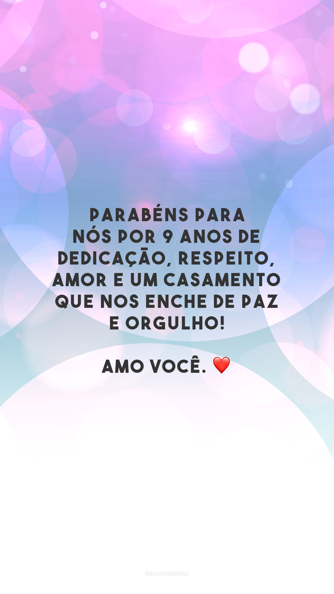 Parabéns para nós por 9 anos de dedicação, respeito, amor e um casamento que nos enche de paz e orgulho! Amo você. ❤️