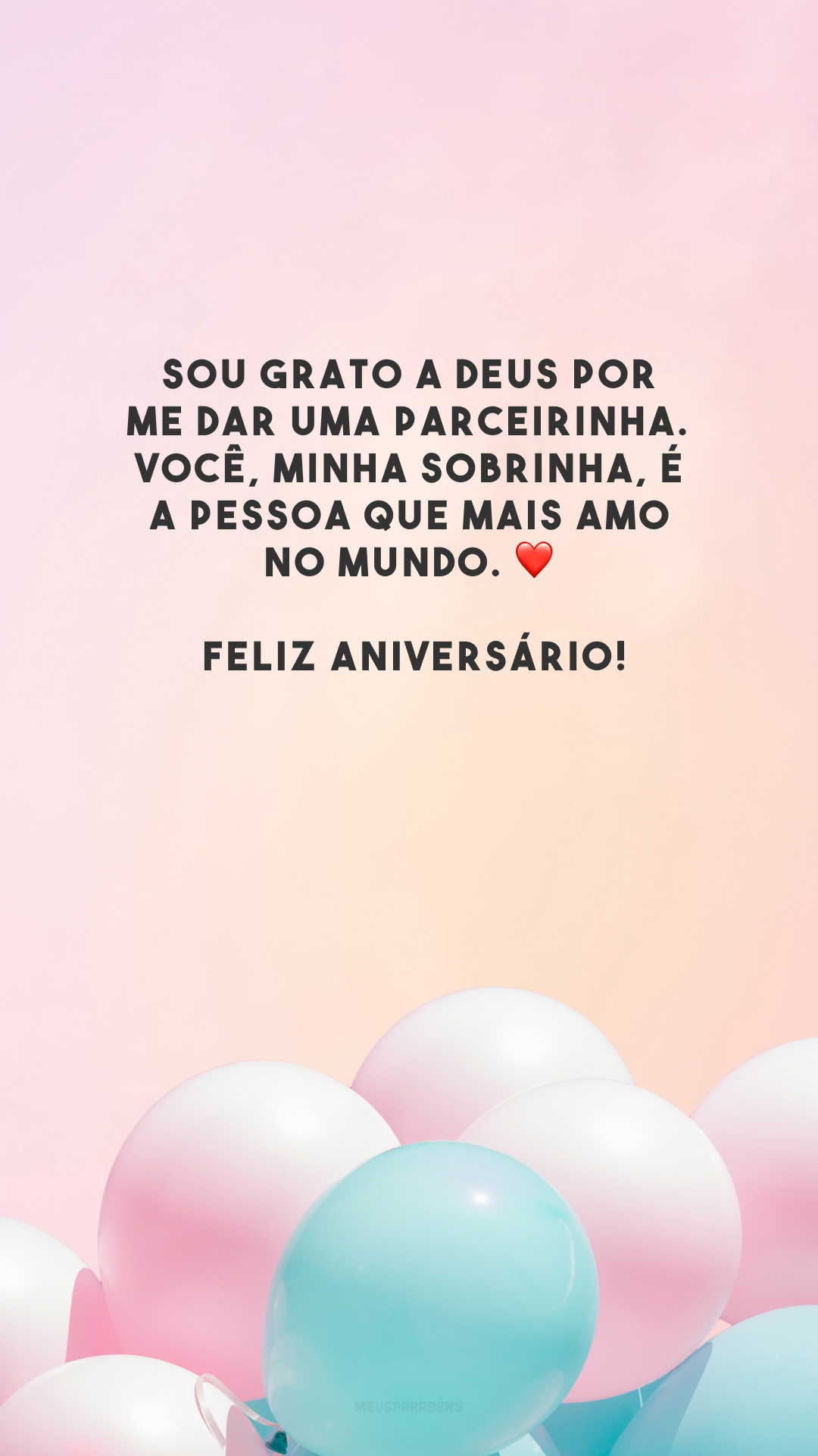 Sou grato a Deus por me dar uma parceirinha. Você, minha sobrinha, é a pessoa que mais amo no mundo. ❤️ Feliz aniversário!