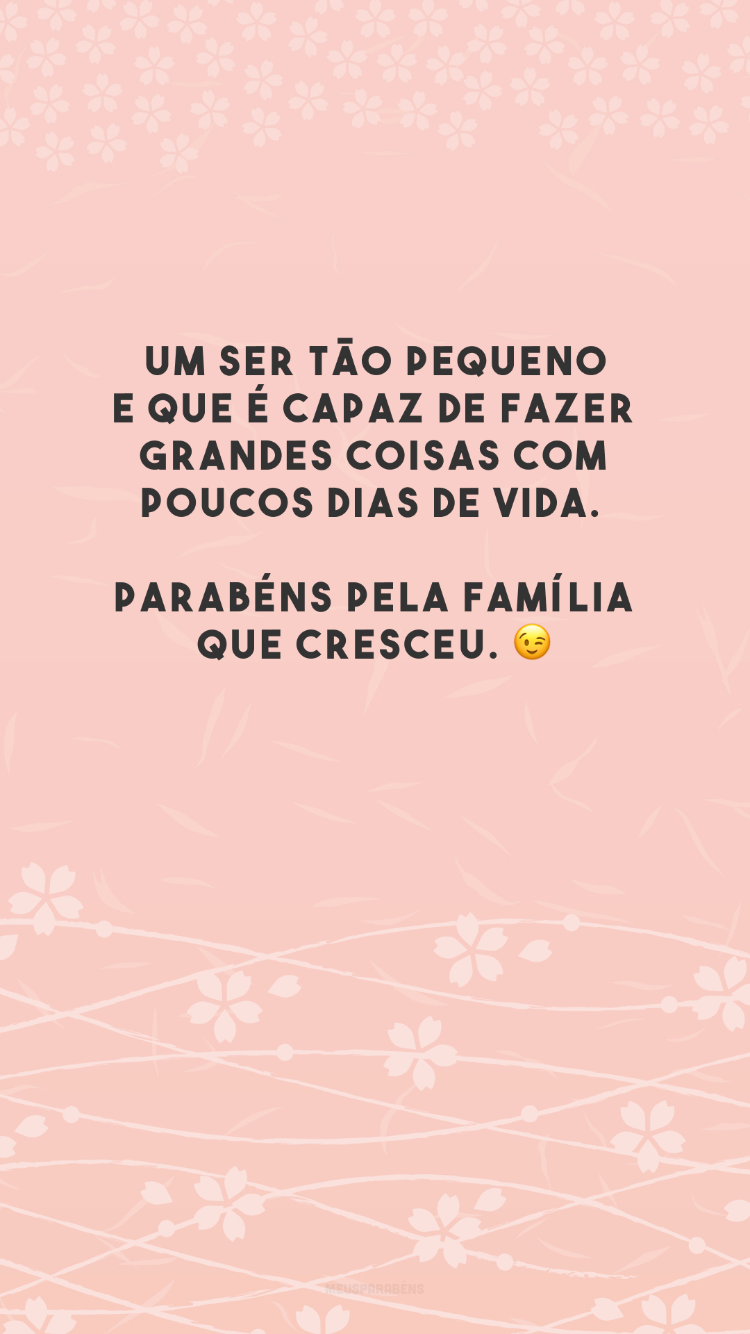 Um ser tão pequeno e que é capaz de fazer grandes coisas com poucos dias de vida. Parabéns pela família que cresceu. 😉