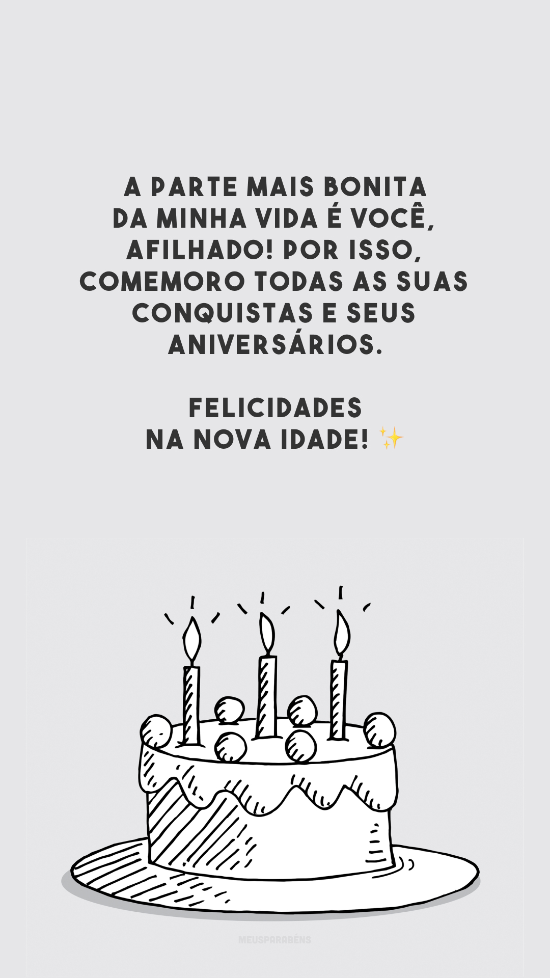 A parte mais bonita da minha vida é você, afilhado! Por isso, comemoro todas as suas conquistas e seus aniversários. Felicidades na nova idade! ✨