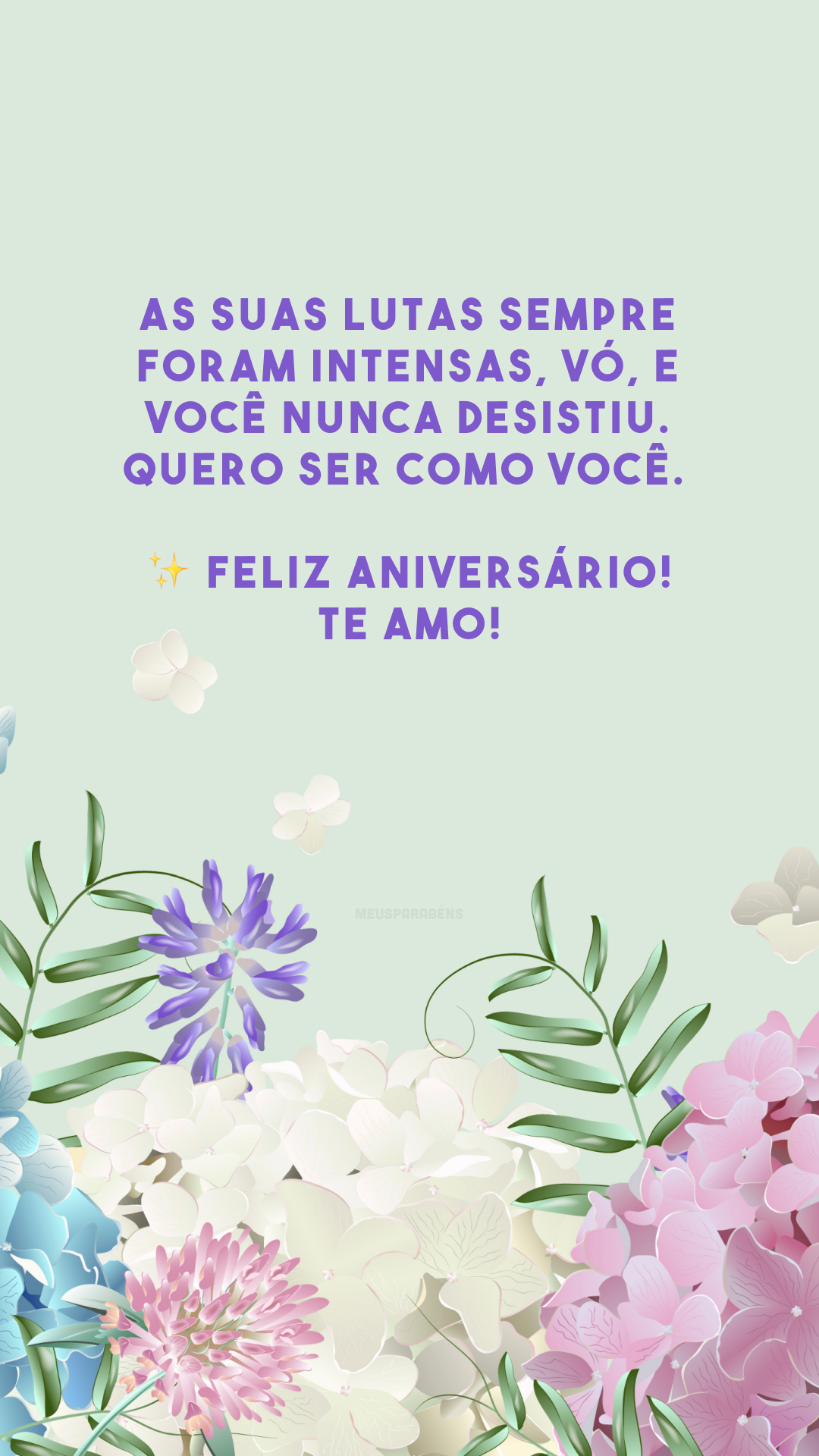 As suas lutas sempre foram intensas, vó, e você nunca desistiu. Quero ser como você. ✨ Feliz aniversário! Te amo!