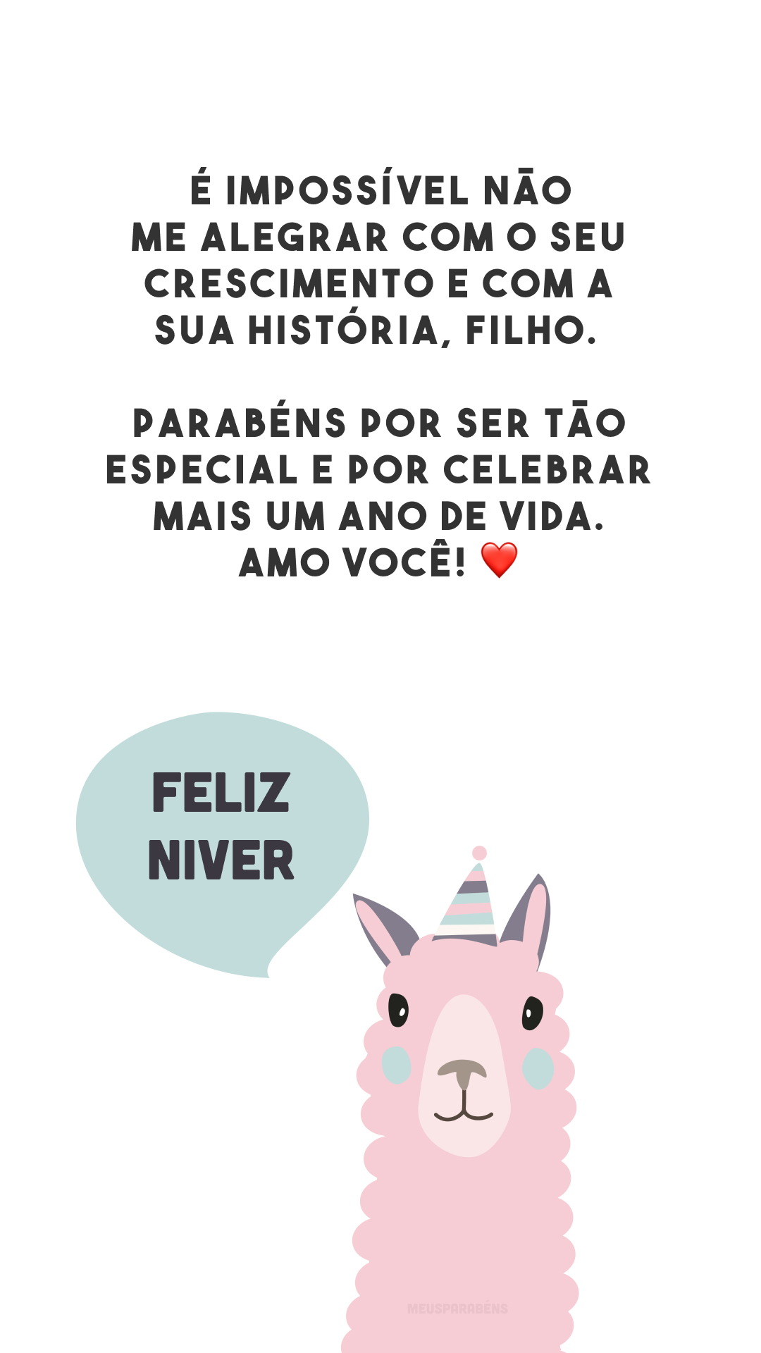 É impossível não me alegrar com o seu crescimento e com a sua história, filho. Parabéns por ser tão especial e por celebrar mais um ano de vida. Amo você! ❤️