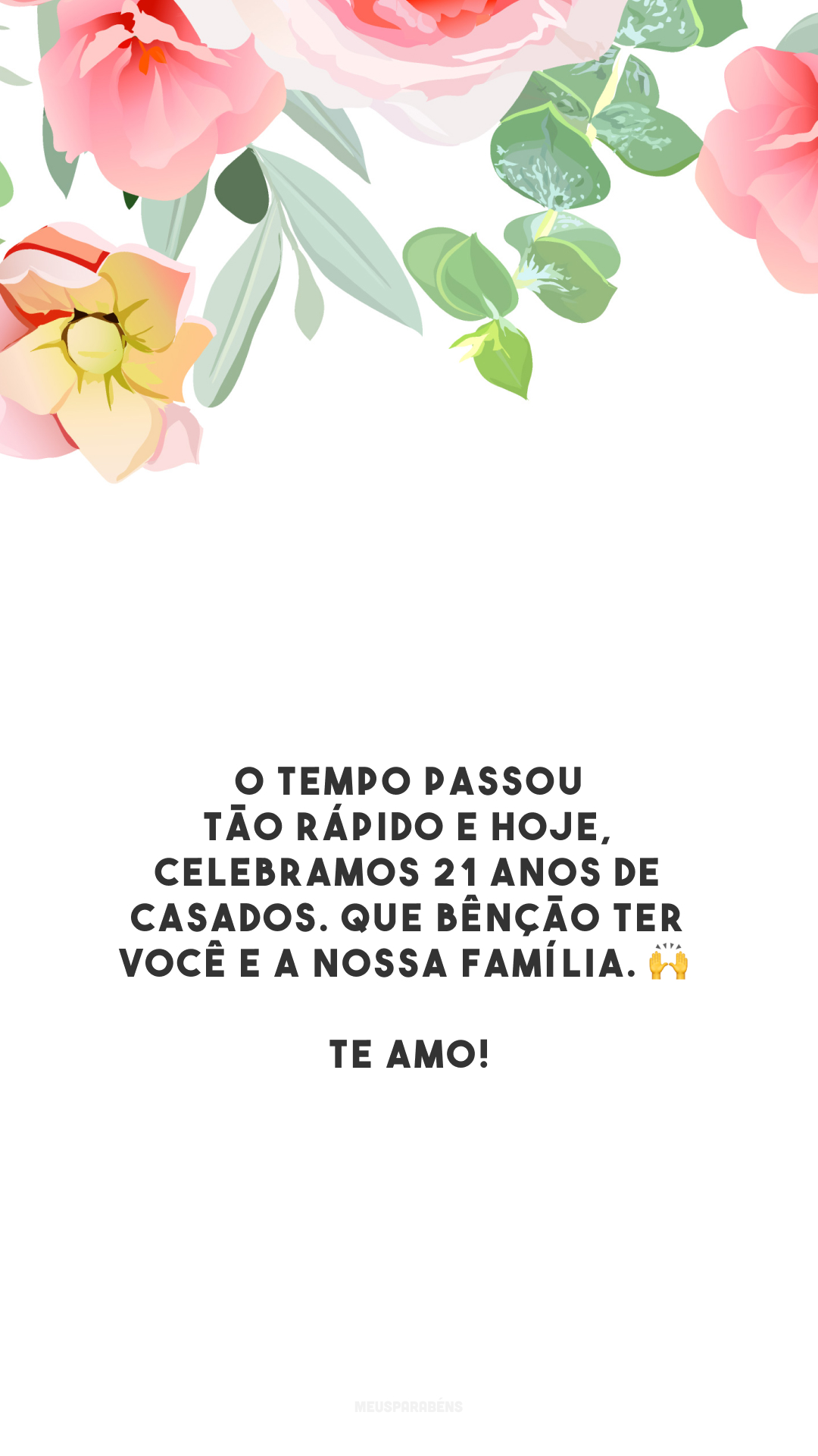 O tempo passou tão rápido e hoje, celebramos 21 anos de casados. Que bênção ter você e a nossa família. 🙌 Te amo!