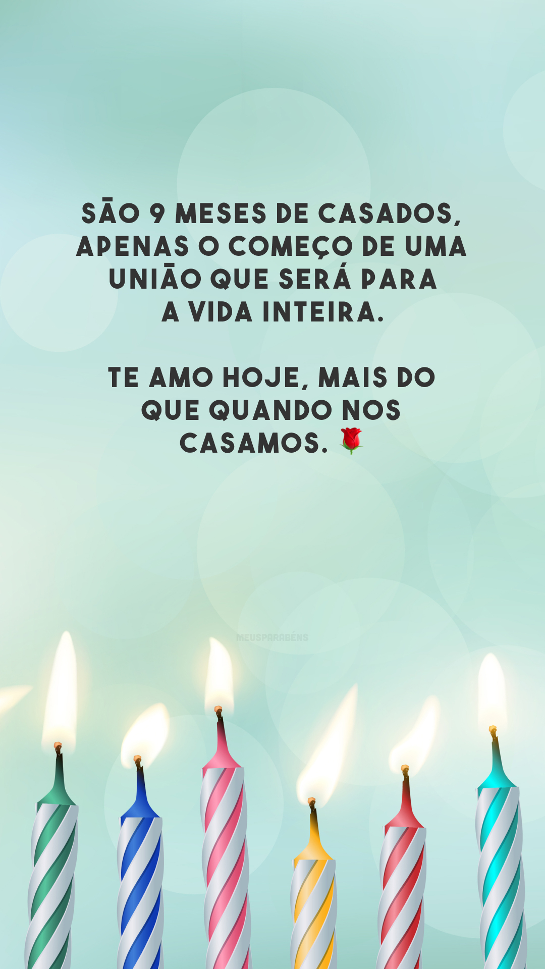 São 9 meses de casados, apenas o começo de uma união que será para a vida inteira. Te amo hoje, mais do que quando nos casamos. 🌹