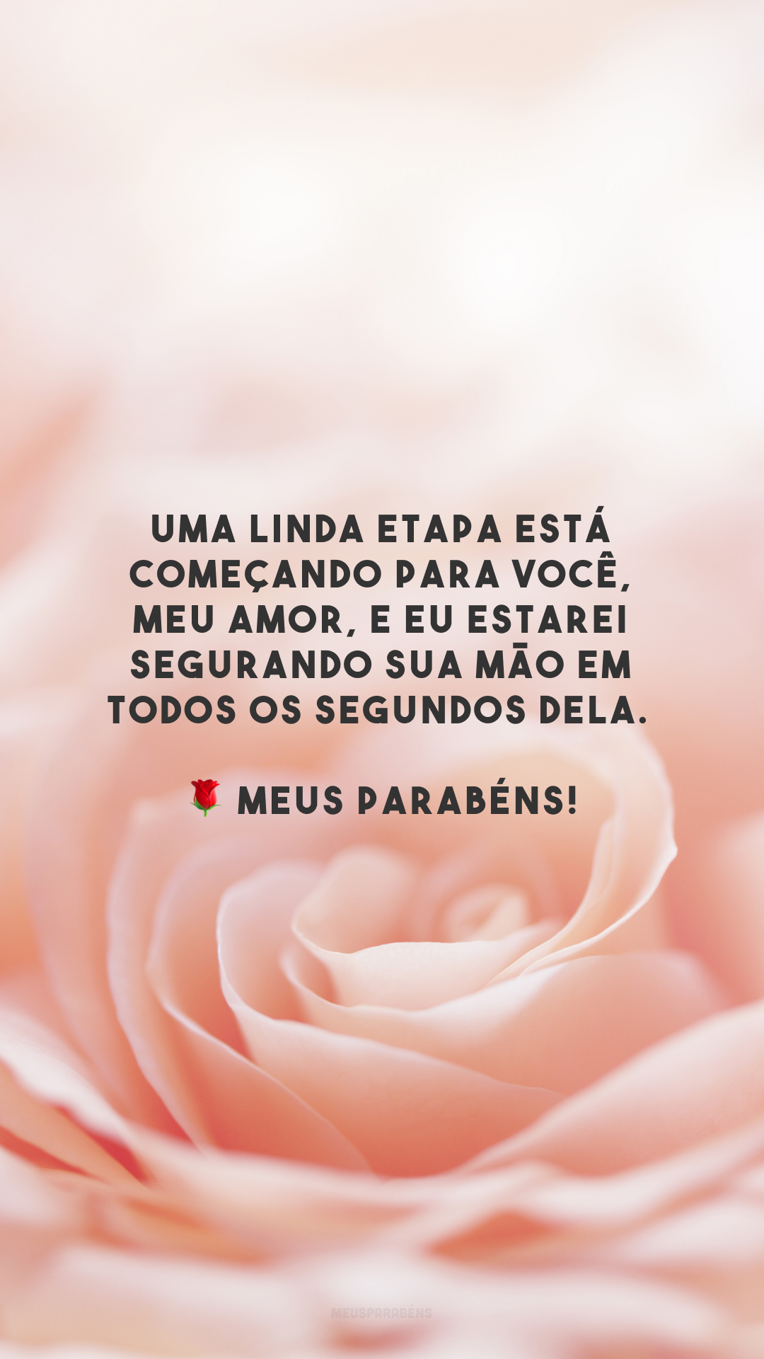 Uma linda etapa está começando para você, meu amor, e eu estarei segurando sua mão em todos os segundos dela. 🌹 Meus parabéns!