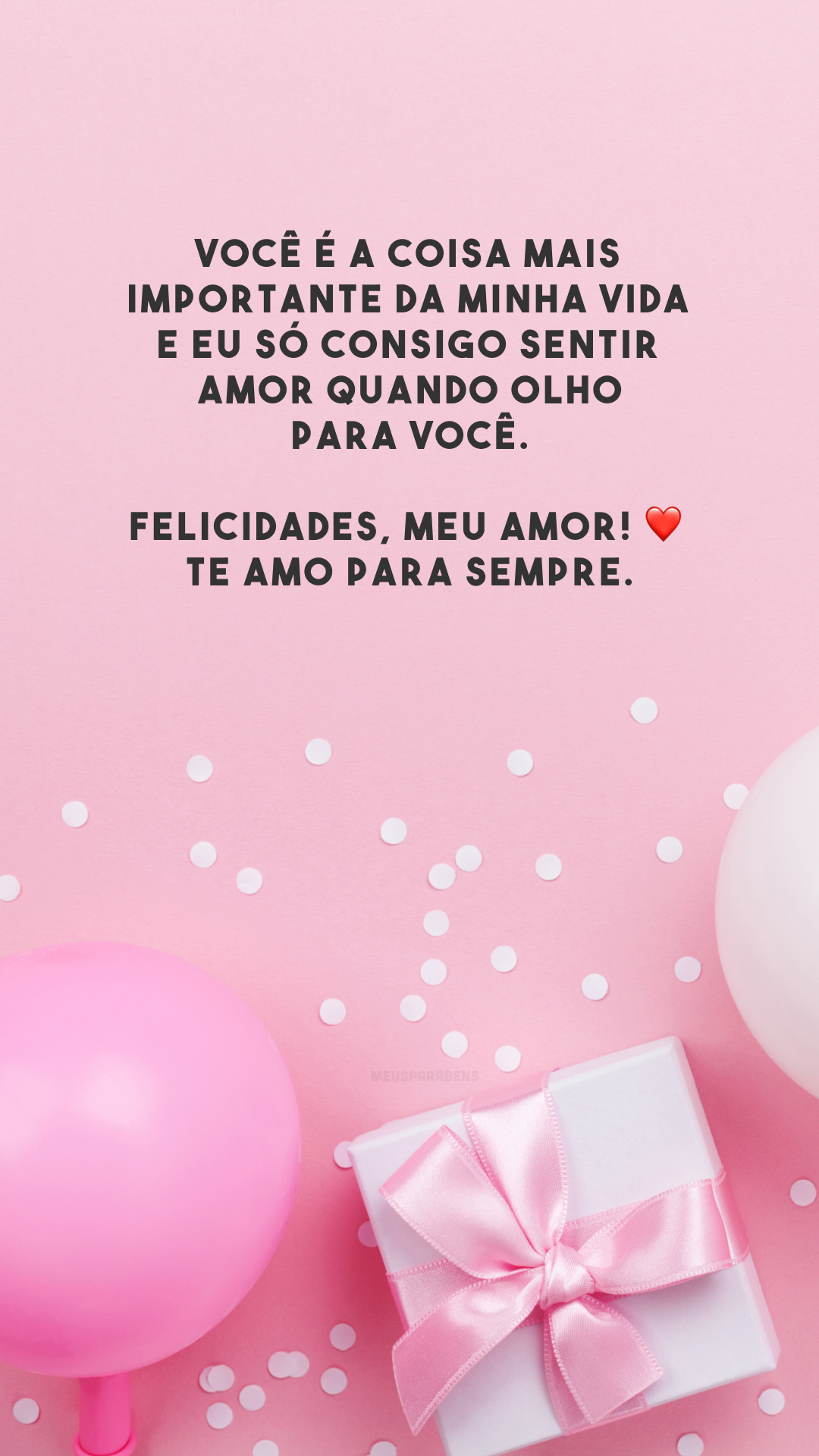 Você é a coisa mais importante da minha vida e eu só consigo sentir amor quando olho para você. Felicidades, meu amor! ❤️ Te amo para sempre.