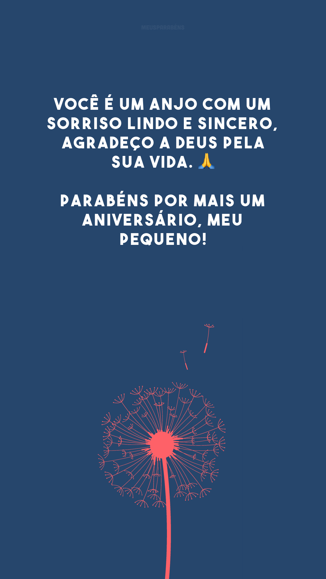 Você é um anjo com um sorriso lindo e sincero, agradeço a Deus pela sua vida. 🙏 Parabéns por mais um aniversário, meu pequeno!