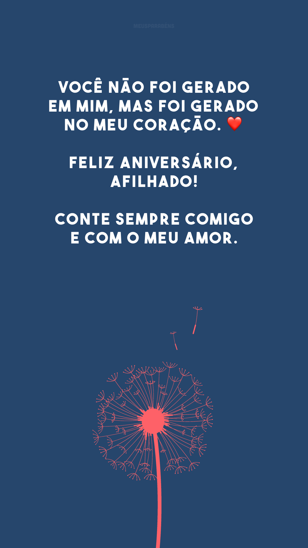 Você não foi gerado em mim, mas foi gerado no meu coração. ❤️ Feliz aniversário, afilhado! Conte sempre comigo e com o meu amor.