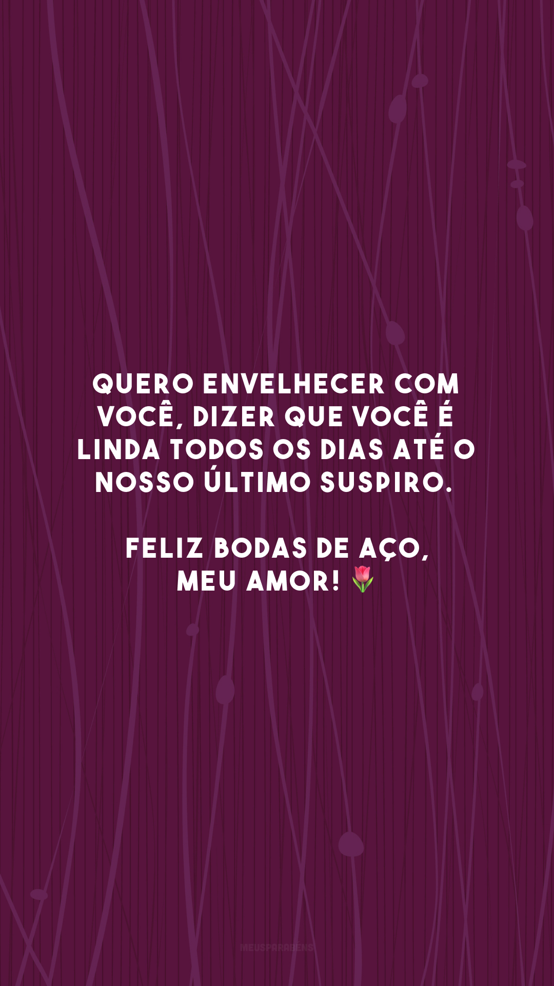 Quero envelhecer com você, dizer que você é linda todos os dias até o nosso último suspiro. Feliz bodas de aço, meu amor! 🌷