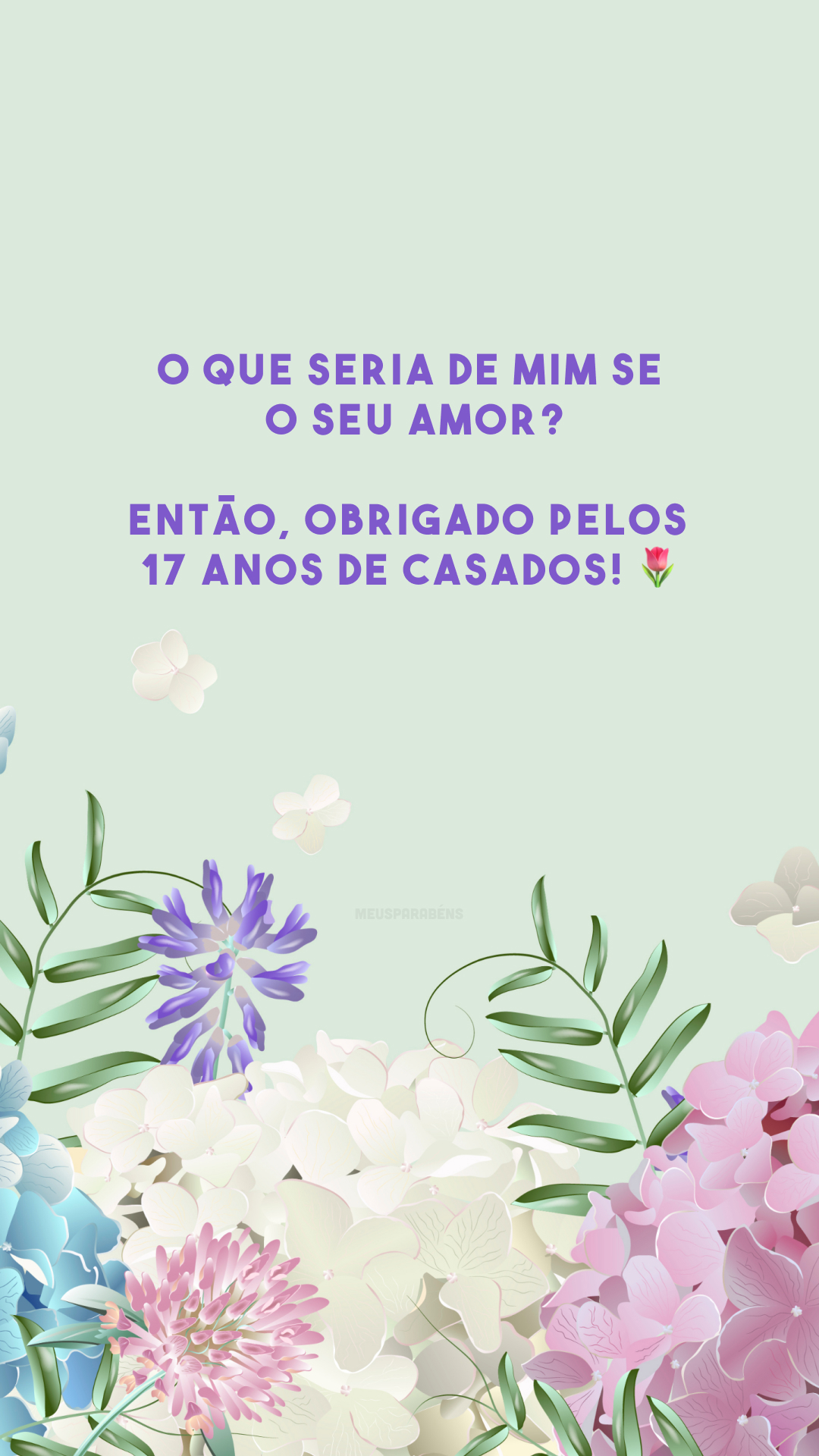 O que seria de mim sem o seu amor? Então, obrigado pelos 17 anos de casados! 🌷