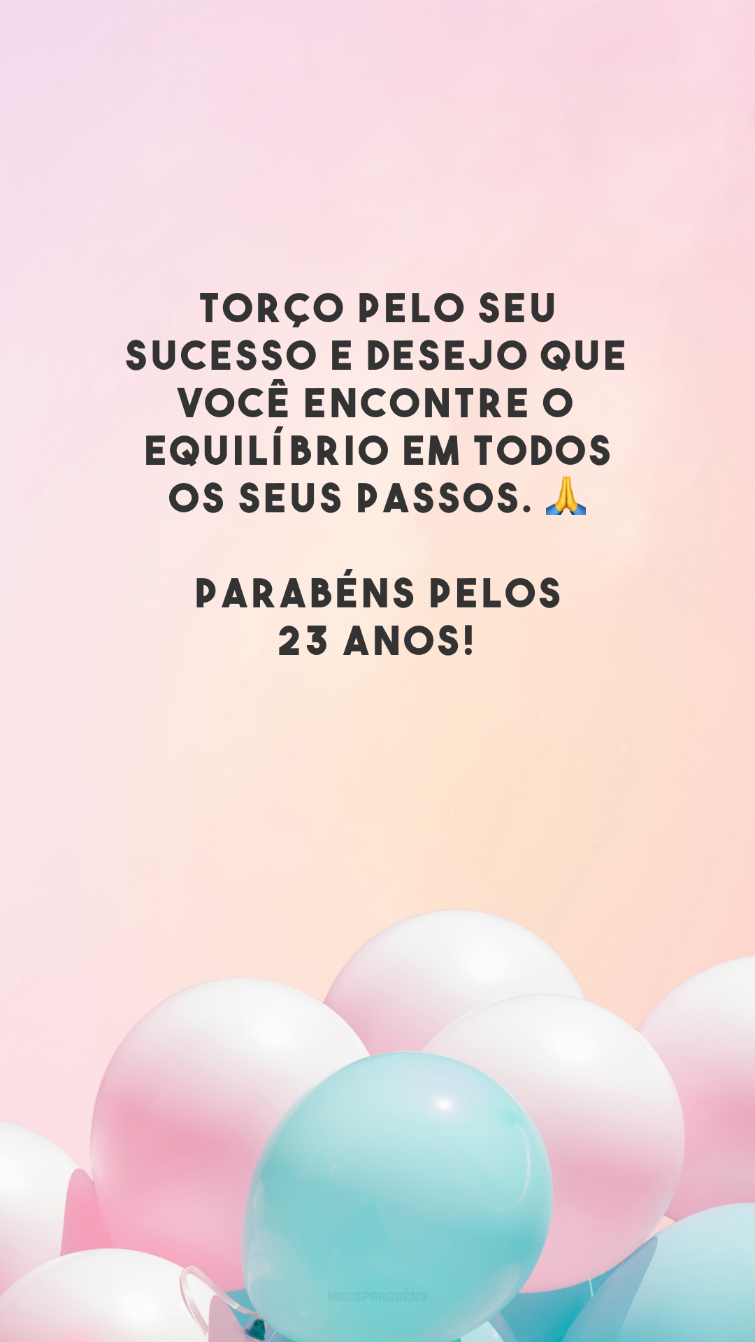 Torço pelo seu sucesso e desejo que você encontre o equilíbrio em todos os seus passos. 🙏 Parabéns pelos 23 anos! 