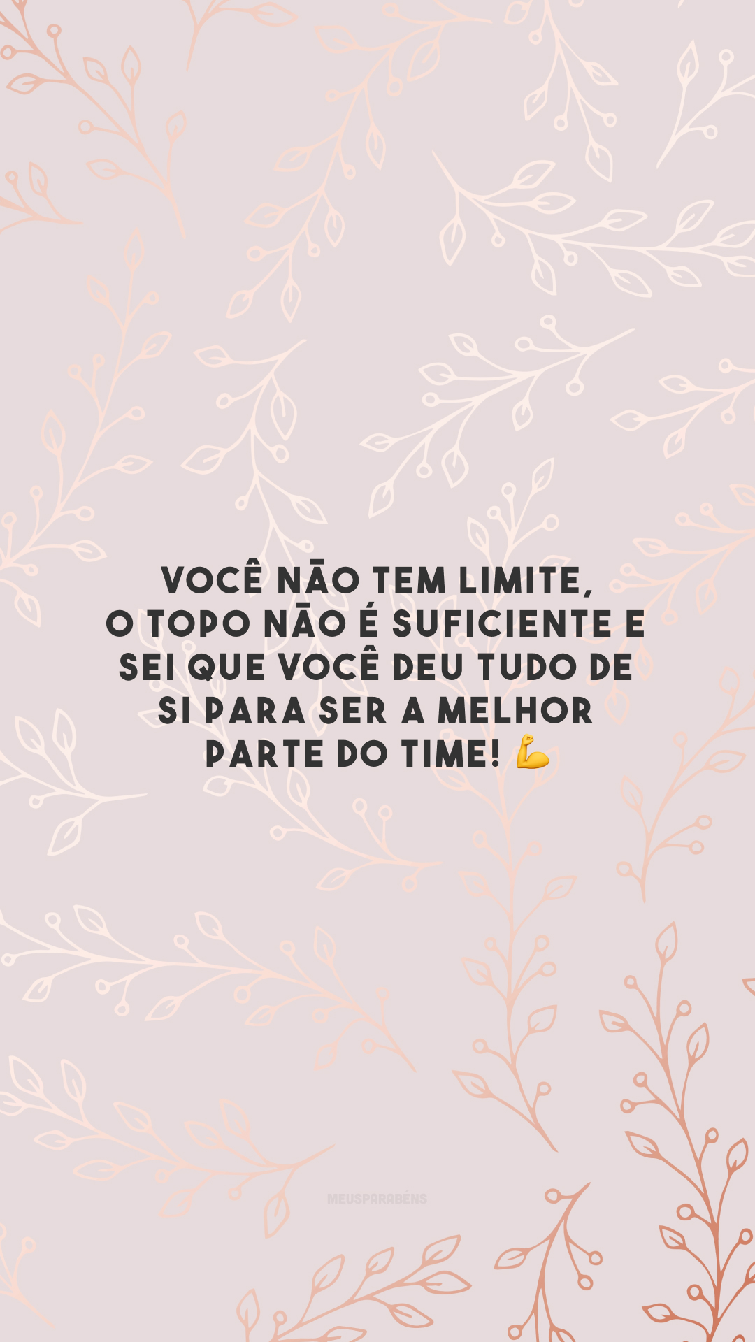 Você não tem limite, o topo não é suficiente e sei que você deu tudo de si para ser a melhor parte do time! 💪