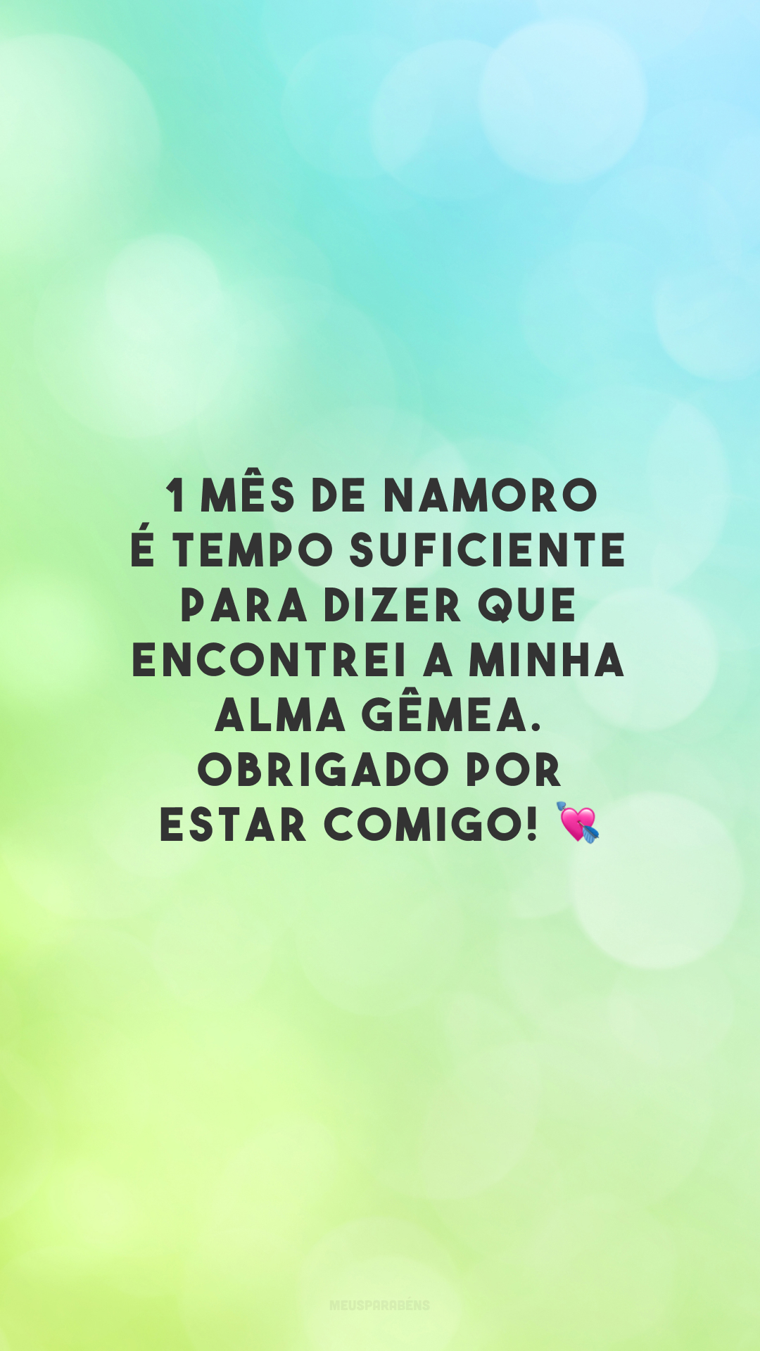 1 mês de namoro é tempo suficiente para dizer que encontrei a minha alma gêmea. Obrigado por estar comigo! 💘