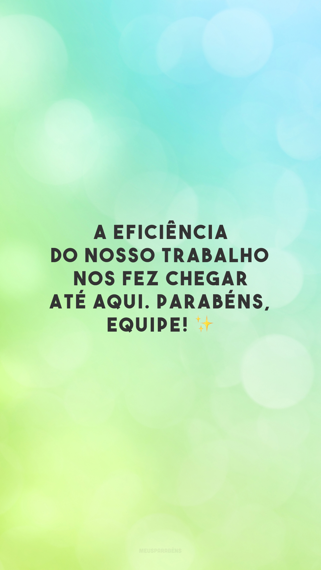 A eficiência do nosso trabalho nos fez chegar até aqui. Parabéns, equipe! ✨