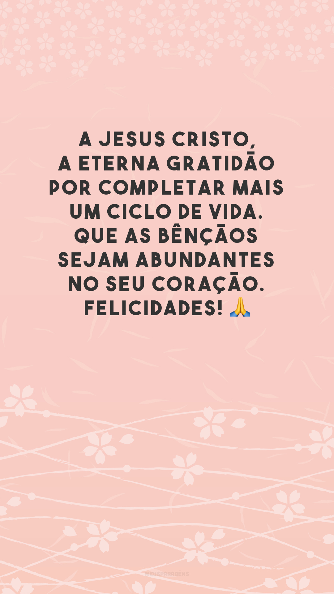 A Jesus Cristo, a eterna gratidão por completar mais um ciclo de vida. Que as bênçãos sejam abundantes no seu coração. Felicidades! 🙏