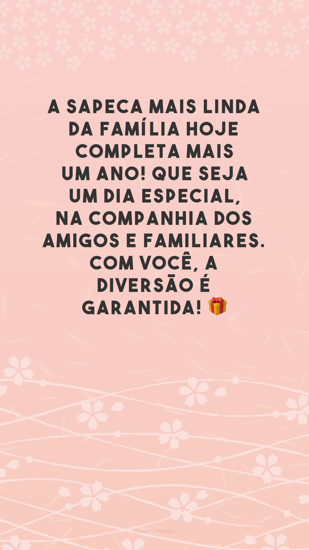 A sapeca mais linda da família hoje completa mais um ano! Que seja um dia especial, na companhia dos amigos e familiares. Com você, a diversão é garantida! 🎁