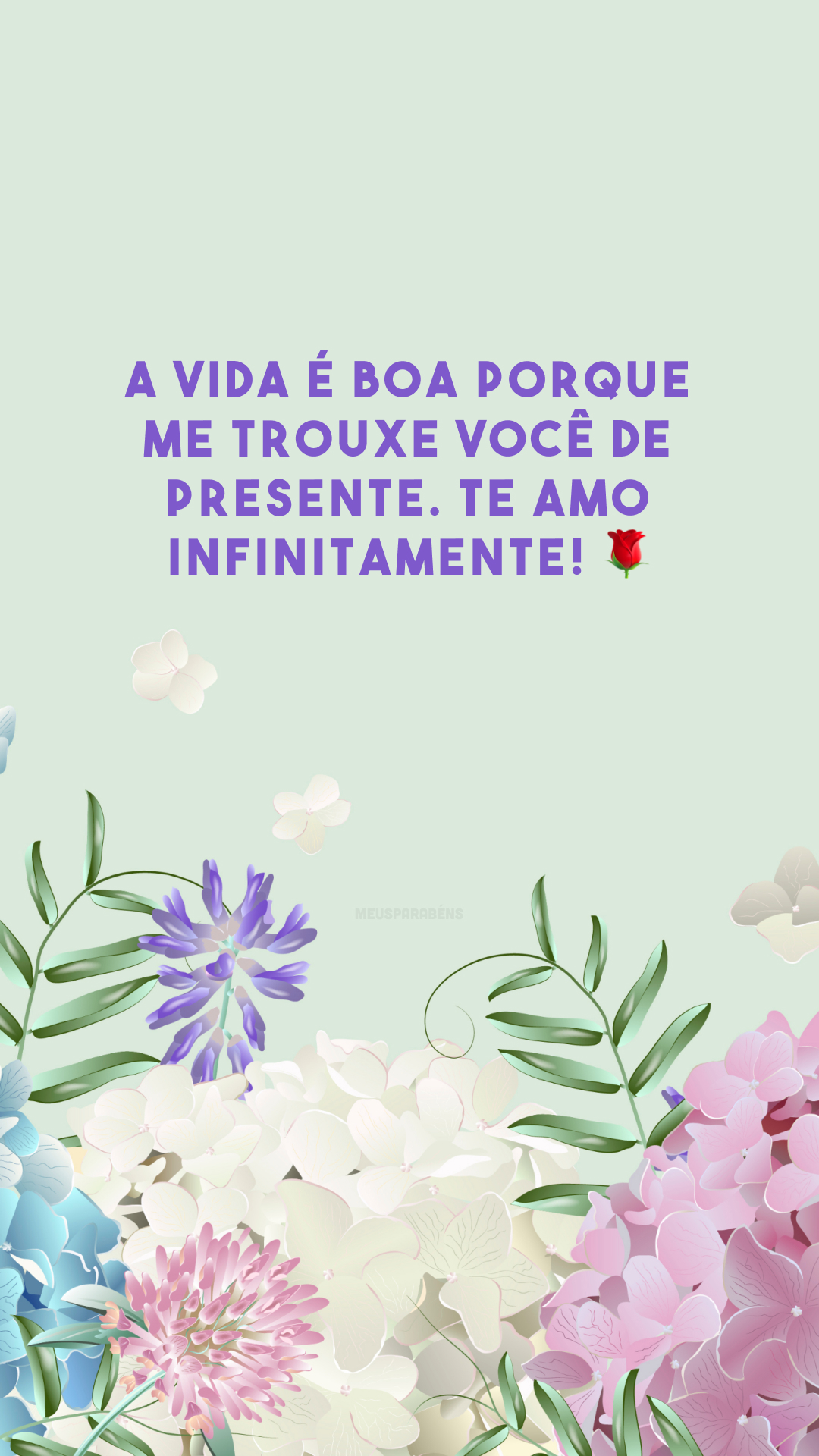 A vida é boa porque me trouxe você de presente. Te amo infinitamente! 🌹