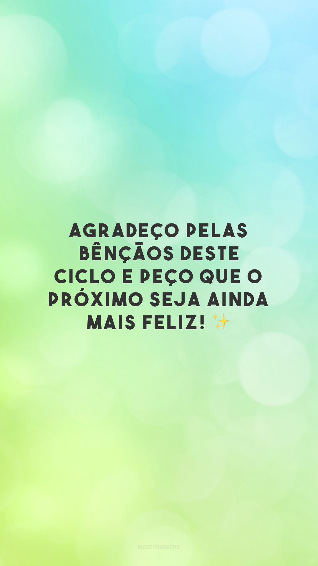 Agradeço pelas bênçãos deste ciclo e peço que o próximo seja ainda mais feliz! ✨