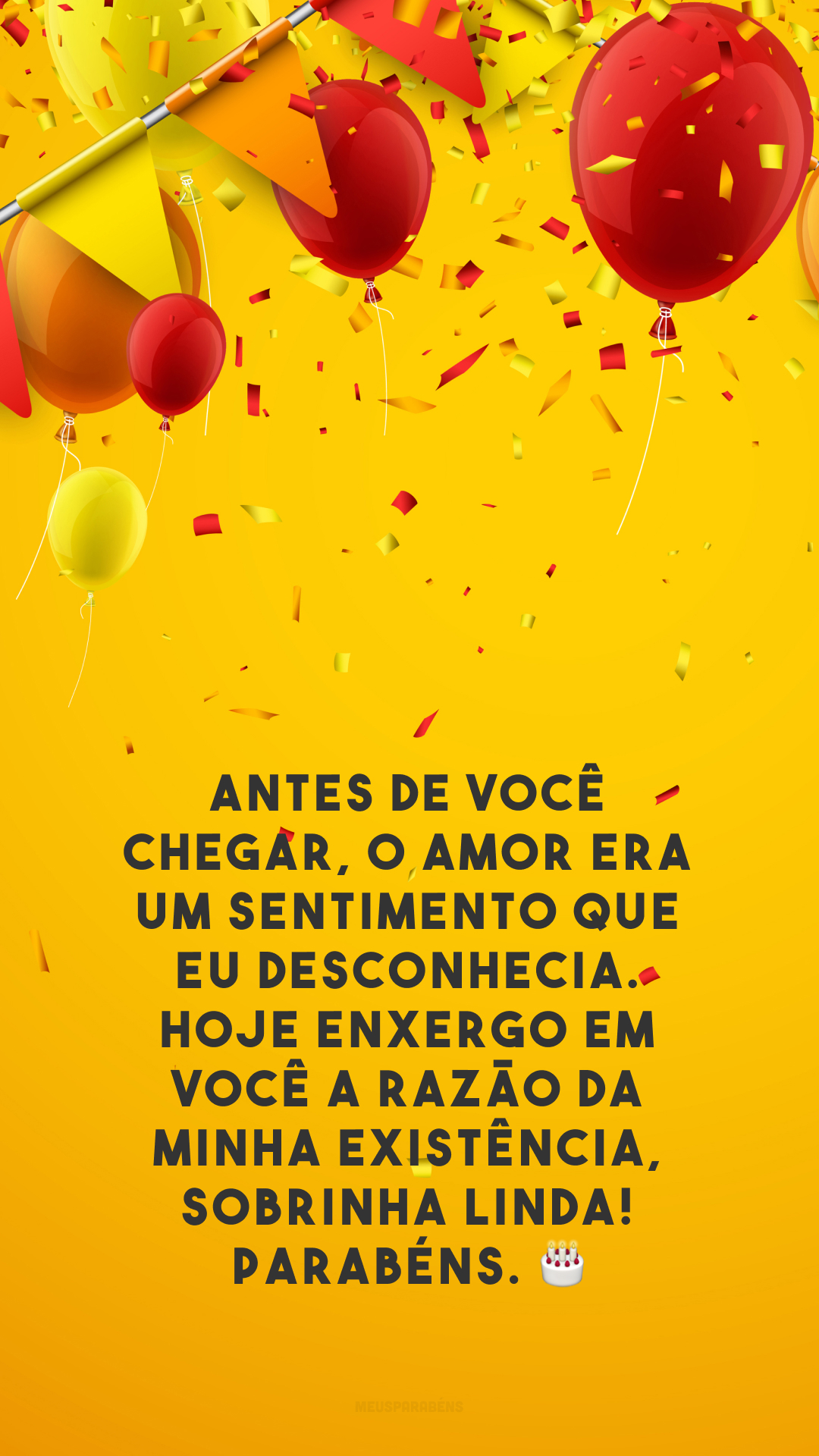 Antes de você chegar, o amor era um sentimento que eu desconhecia. Hoje enxergo em você a razão da minha existência, sobrinha linda! Parabéns. 🎂