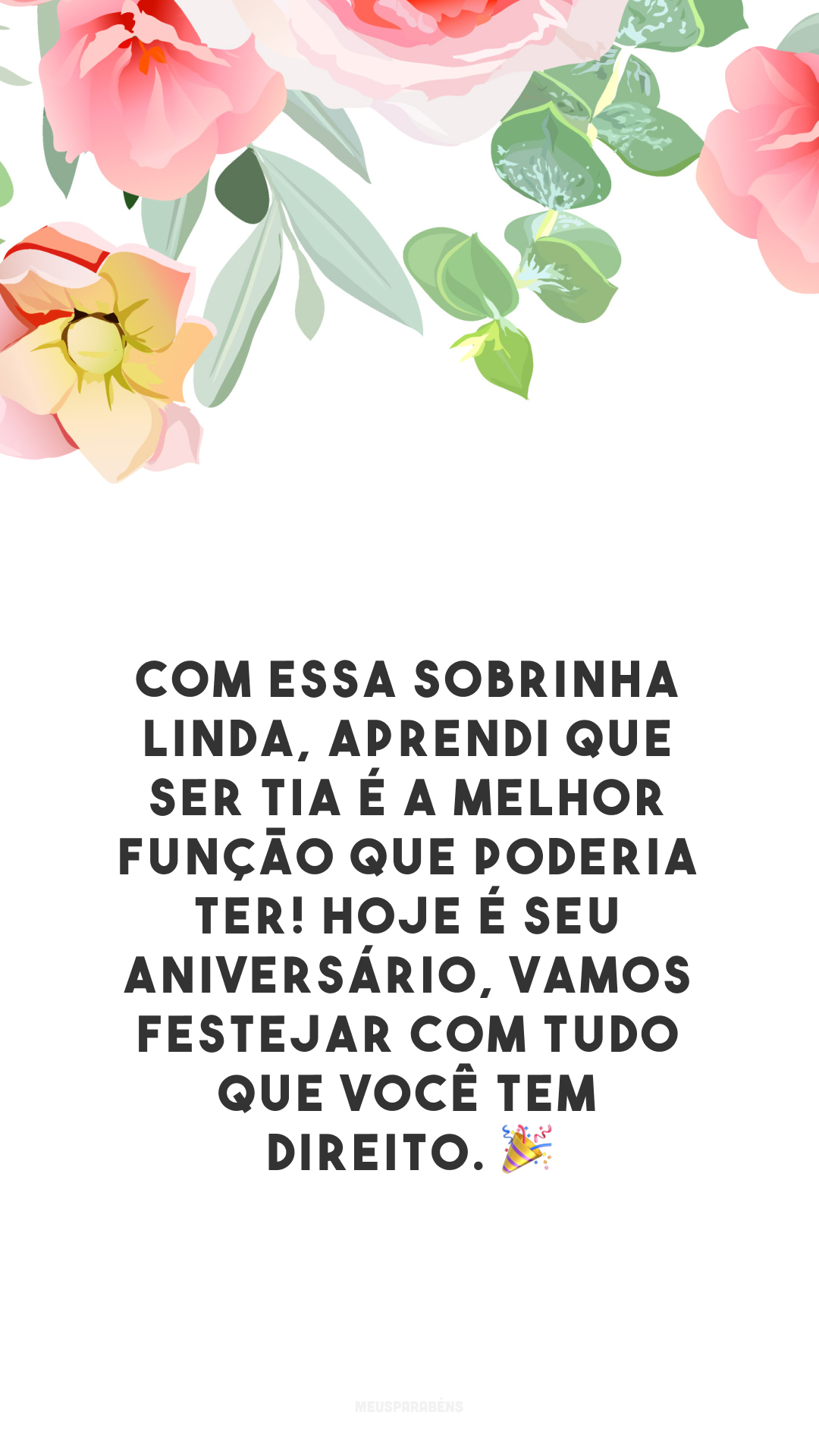 Com essa sobrinha linda, aprendi que ser tia é a melhor função que poderia ter! Hoje é seu aniversário, vamos festejar com tudo que você tem direito. 🎉