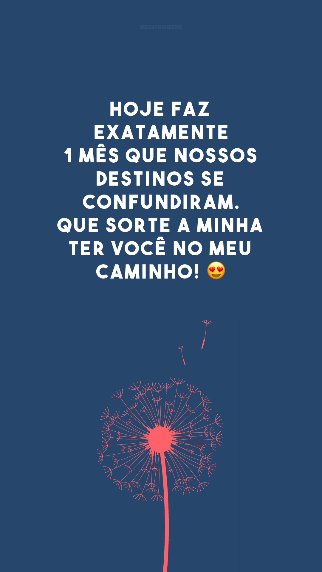 Hoje faz exatamente 1 mês que nossos destinos se confundiram. Que sorte a minha ter você no meu caminho! 😍