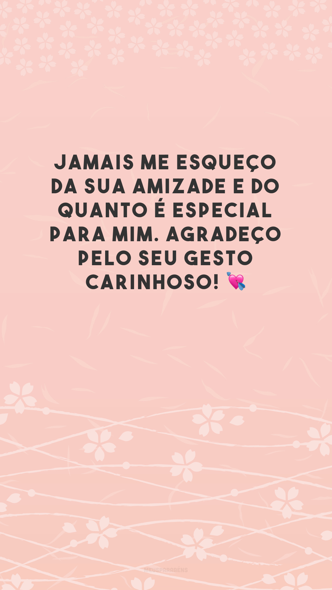 Jamais me esqueço da sua amizade e do quanto é especial para mim. Agradeço pelo seu gesto carinhoso! 💘