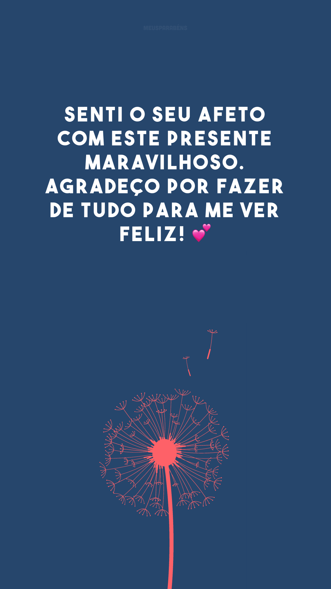 Senti o seu afeto com este presente maravilhoso. Agradeço por fazer de tudo para me ver feliz! 💕