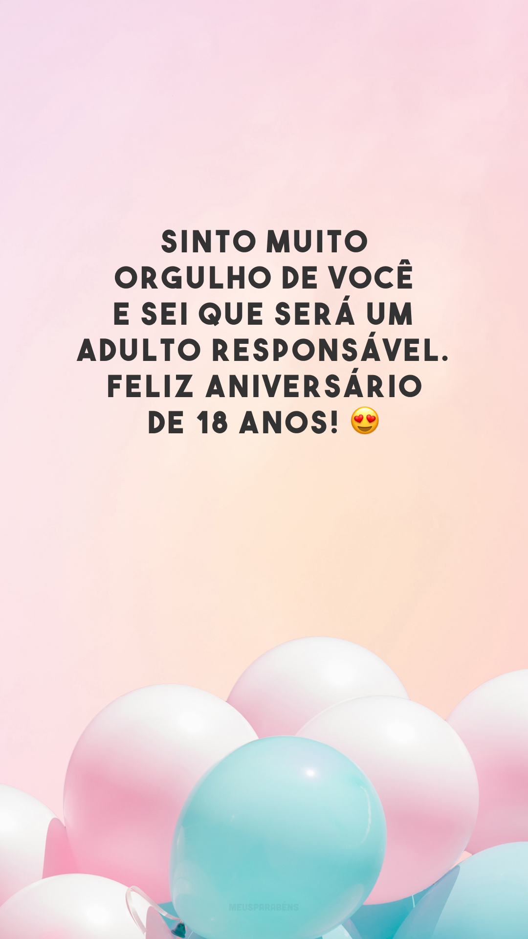 Sinto muito orgulho de você e sei que será um adulto responsável. Feliz aniversário de 18 anos! 😍