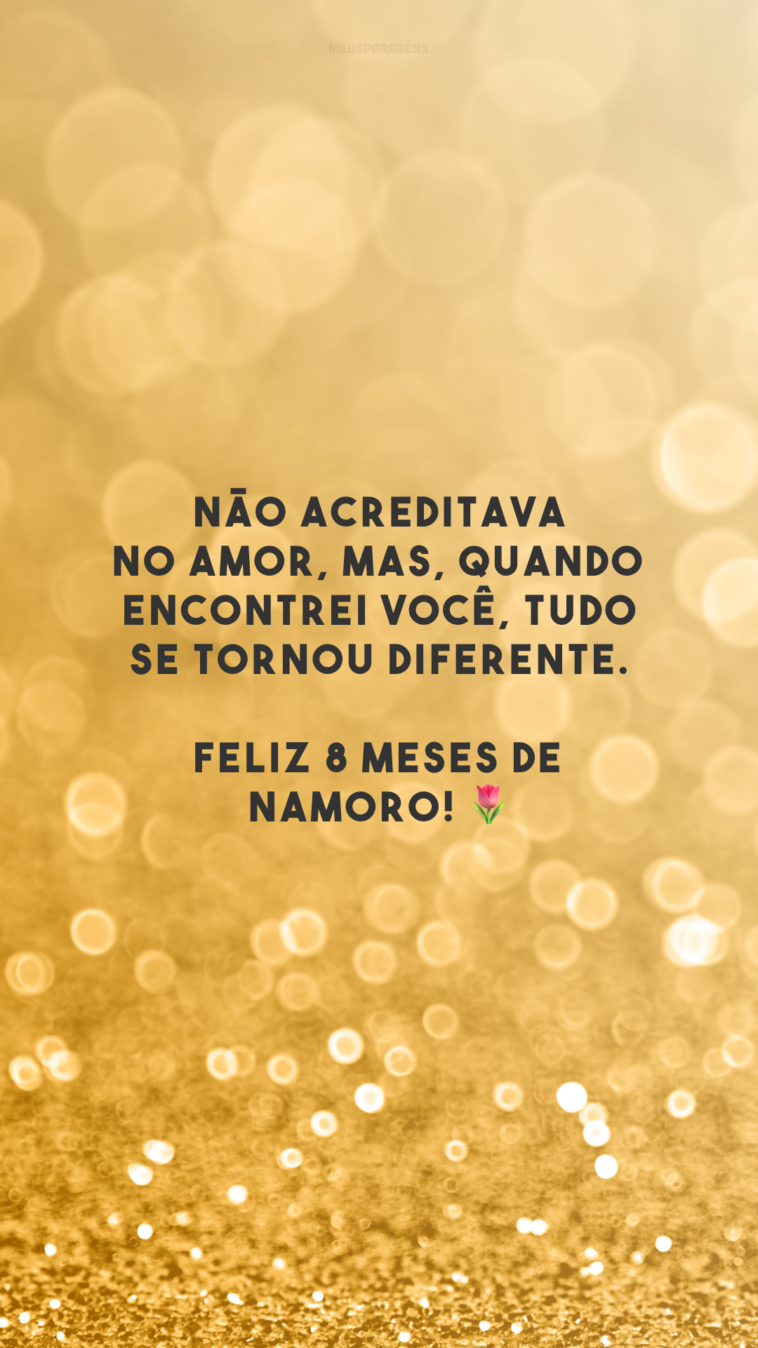 Não acreditava no amor, mas, quando encontrei você, tudo se tornou diferente. Feliz 8 meses de namoro! 🌷