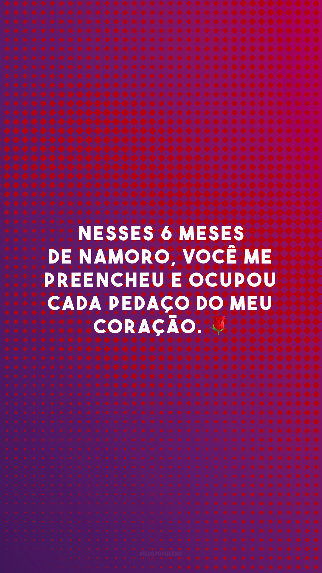 Nesses 6 meses de namoro, você me preencheu e ocupou cada pedaço do meu coração. 🌹