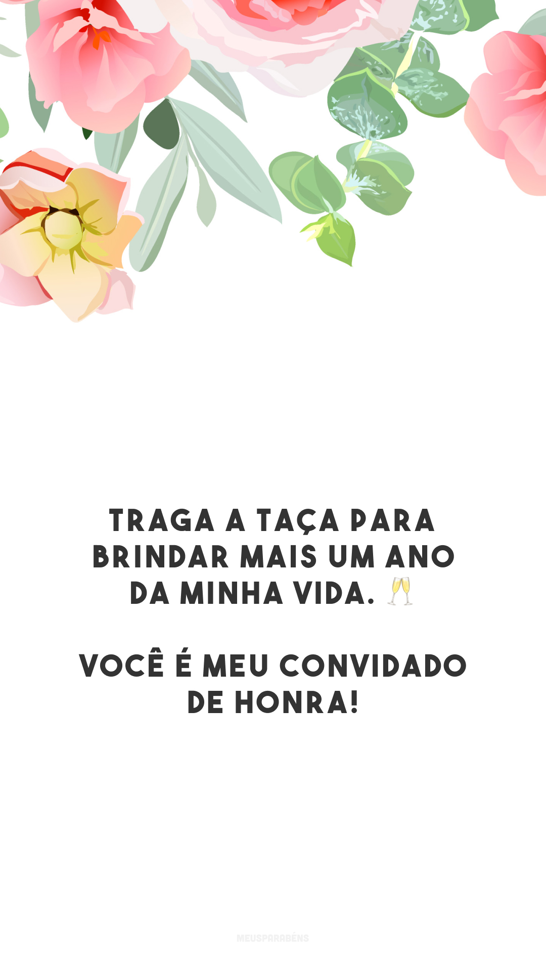 Traga a taça para brindar mais um ano da minha vida. 🥂 Você é meu convidado de honra!