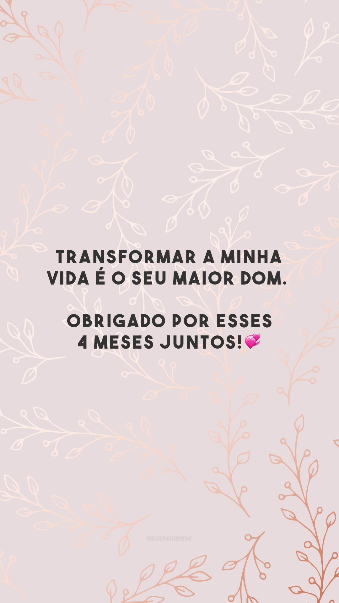 Transformar a minha vida é o seu maior dom. Obrigado por esses 4 meses juntos!💞