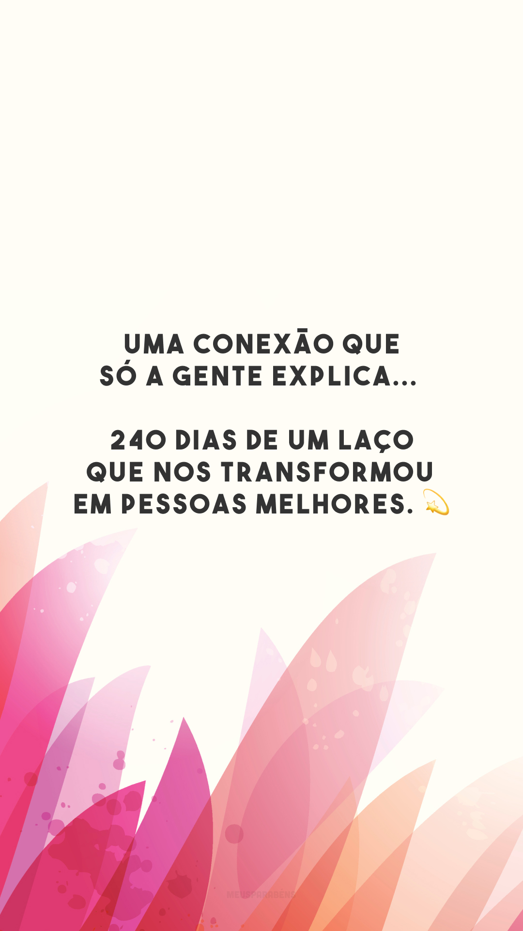 Uma conexão que só a gente explica... 240 dias de um laço que nos transformou em pessoas melhores. 💫