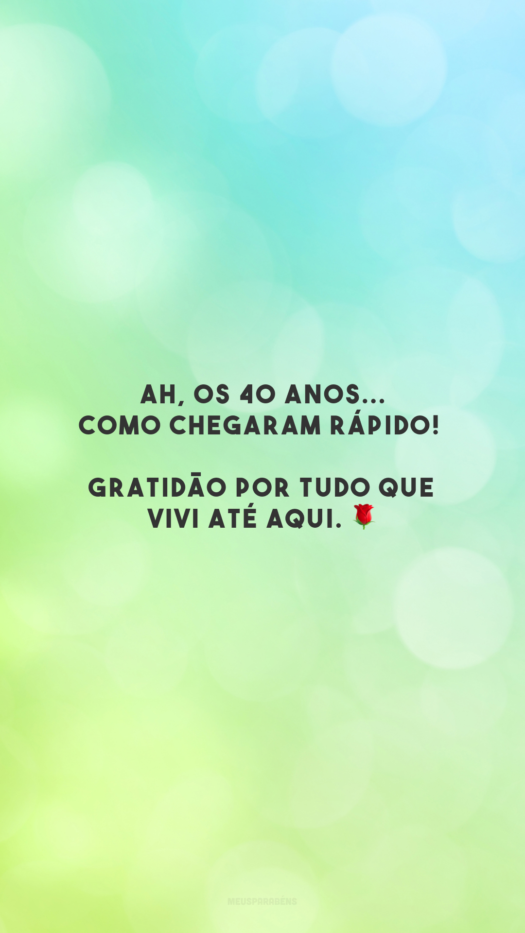 Ah, os 40 anos... Como chegaram rápido! Gratidão por tudo que vivi até aqui. 🌹