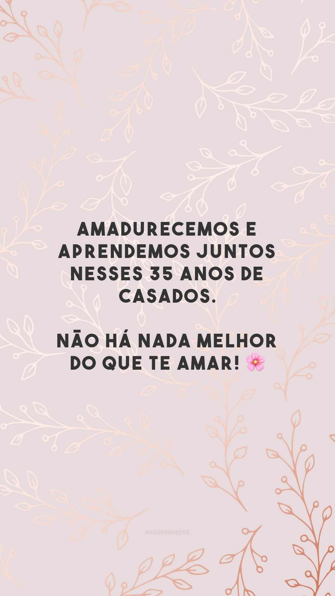 Amadurecemos e aprendemos juntos nesses 35 anos de casados. Não há nada melhor do que te amar! 🌸