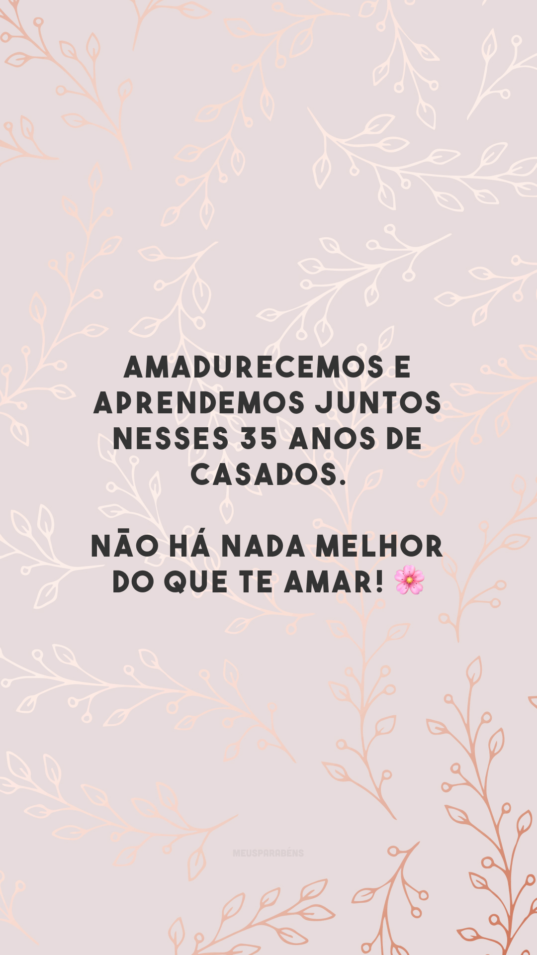 Amadurecemos e aprendemos juntos nesses 35 anos de casados. Não há nada melhor do que te amar! 🌸