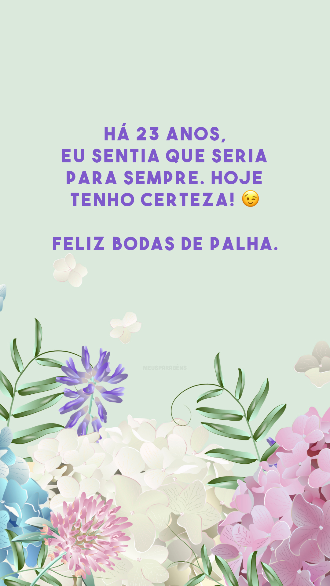 Há 23 anos, eu sentia que seria para sempre. Hoje tenho certeza! 😉 Feliz bodas de palha.