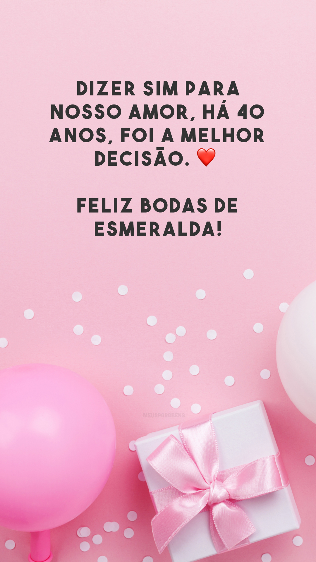 Dizer sim para nosso amor, há 40 anos, foi a melhor decisão. ❤️ Feliz bodas de esmeralda!