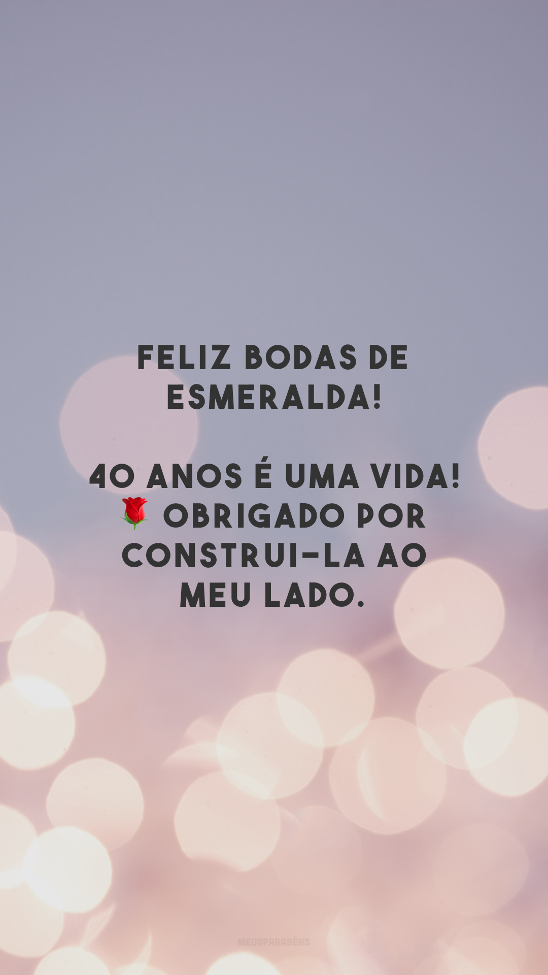 Feliz bodas de esmeralda! 40 anos é uma vida! 🌹 Obrigado por construi-la ao meu lado. 