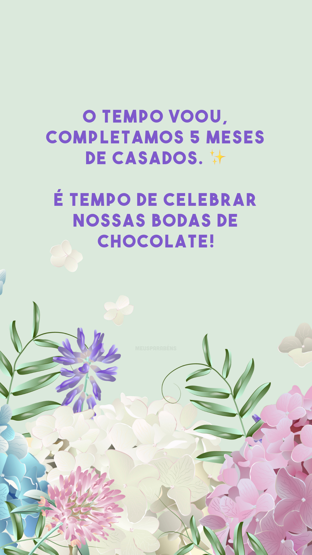 O tempo voou, completamos 5 meses de casados. ✨ É tempo de celebrar nossas bodas de chocolate!