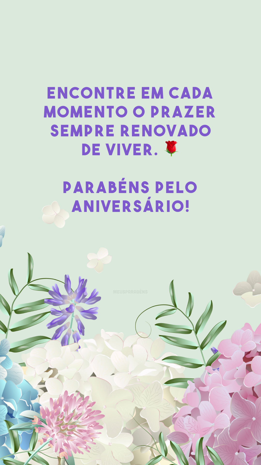 Encontre em cada momento o prazer sempre renovado de viver. 🌹 Parabéns pelo aniversário!