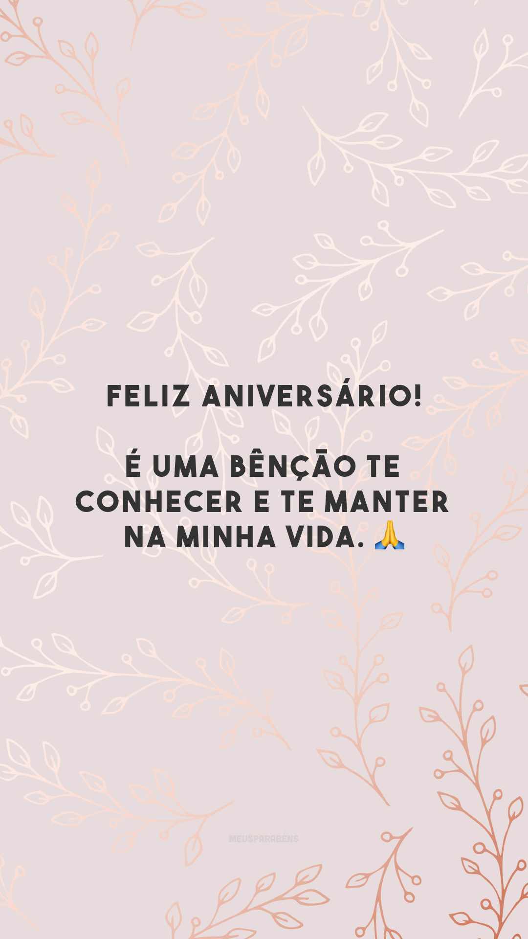 Feliz aniversário! É uma bênção te conhecer e te manter na minha vida. 🙏