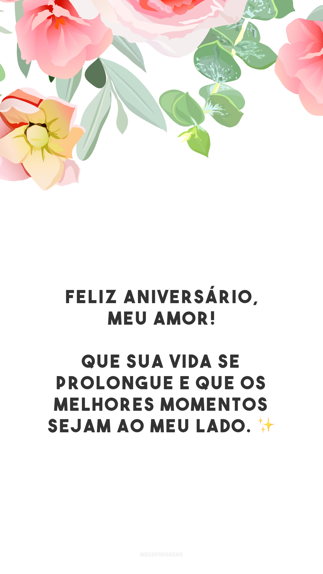 Feliz aniversário, meu amor! Que sua vida se prolongue e que os melhores momentos sejam ao meu lado. ✨