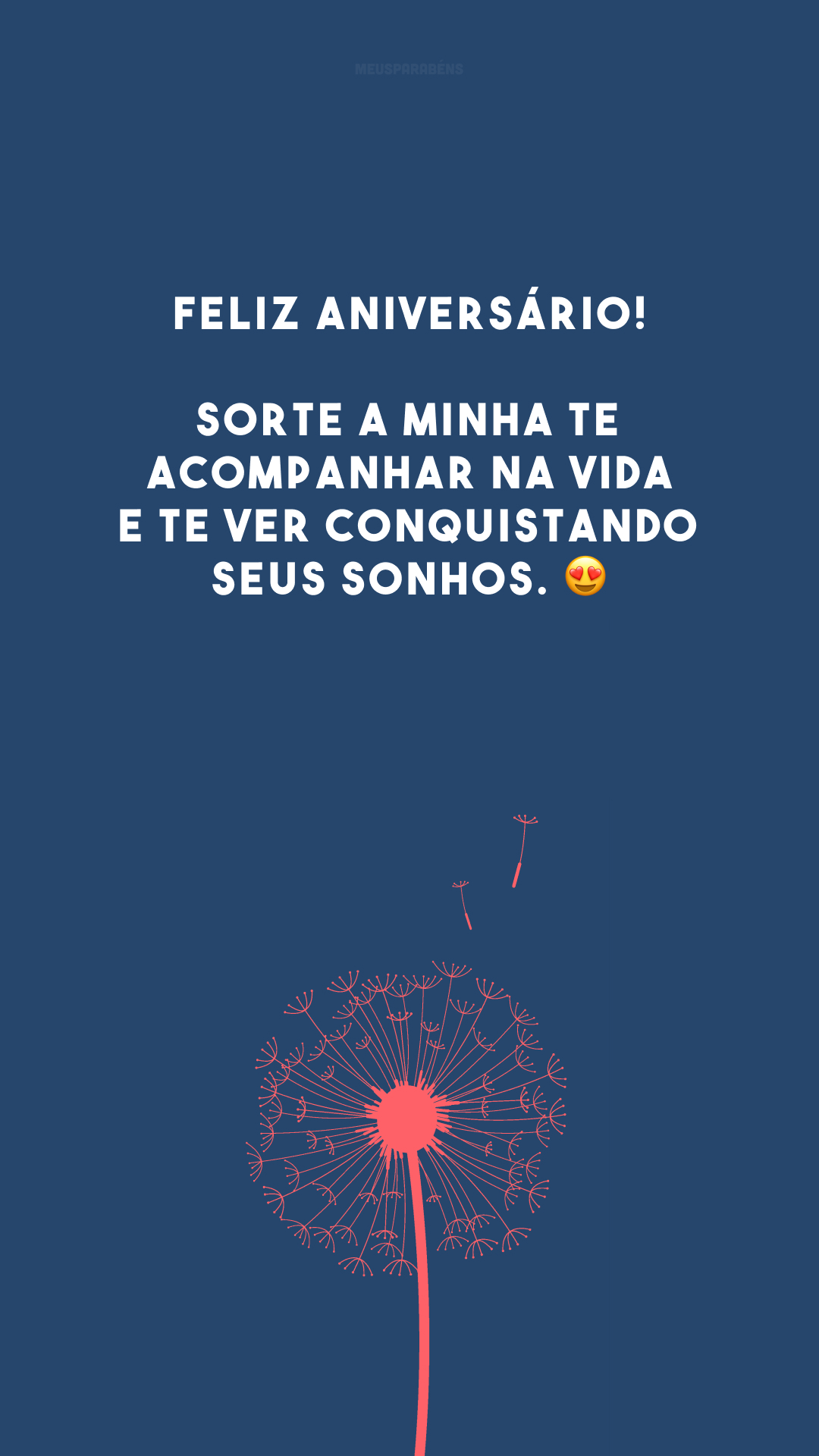 Feliz aniversário! Sorte a minha te acompanhar na vida e te ver conquistando seus sonhos. 😍