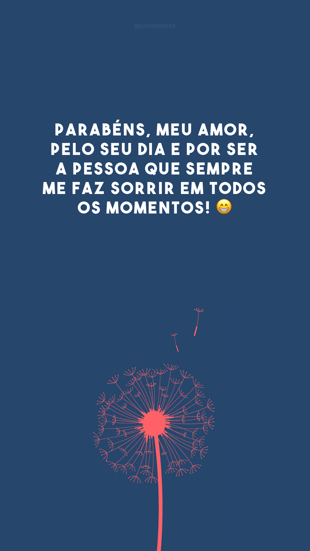 Parabéns, meu amor, pelo seu dia e por ser a pessoa que sempre me faz sorrir em todos os momentos! 😁