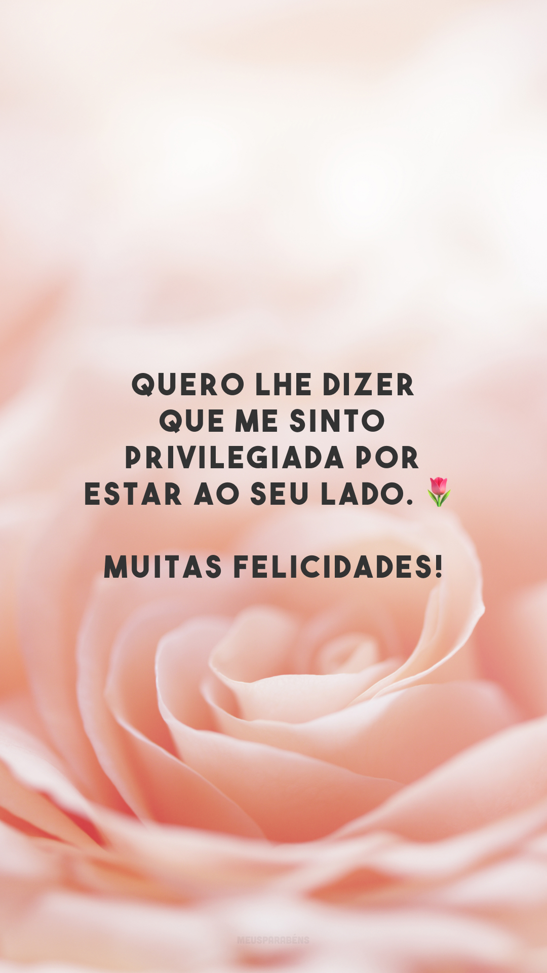 Quero lhe dizer que me sinto privilegiada por estar ao seu lado. 🌷 Muitas felicidades!